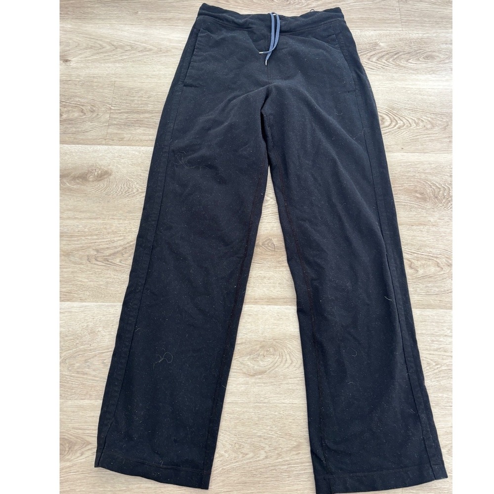 Lululemon Black Wide Leg Yoga Pants Drawstring Waist Pockets Size 8-10 Approx